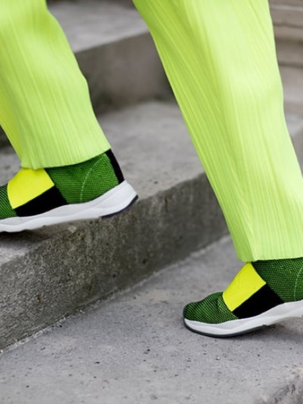 Balmain Neon Lime Knit Slip-On Sock Sneaker - Picture 3 of 7
